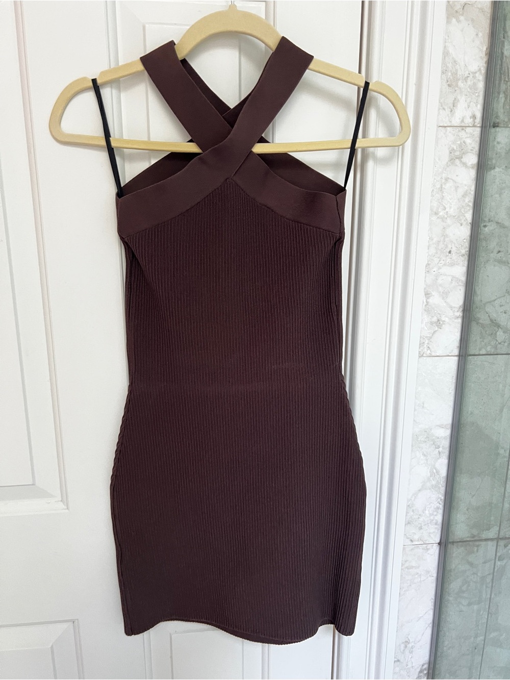 *Like new* Aritzia Ribbed Bodycon Dress in Dark Brown